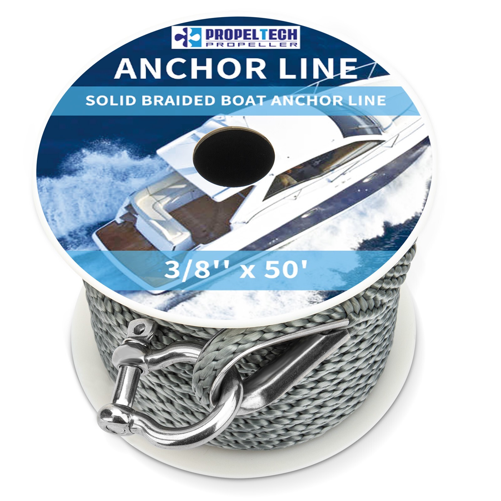 Anchor Rope Braided Anchor Line 3/8Inch 50 FT Premium Solid Braid MFP Boat Rop