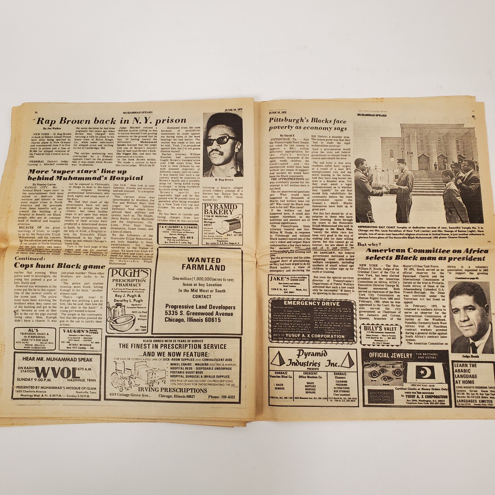 Vintage Muhammad Speaks Newspaper June 16 1972 Nation of Islam Black History