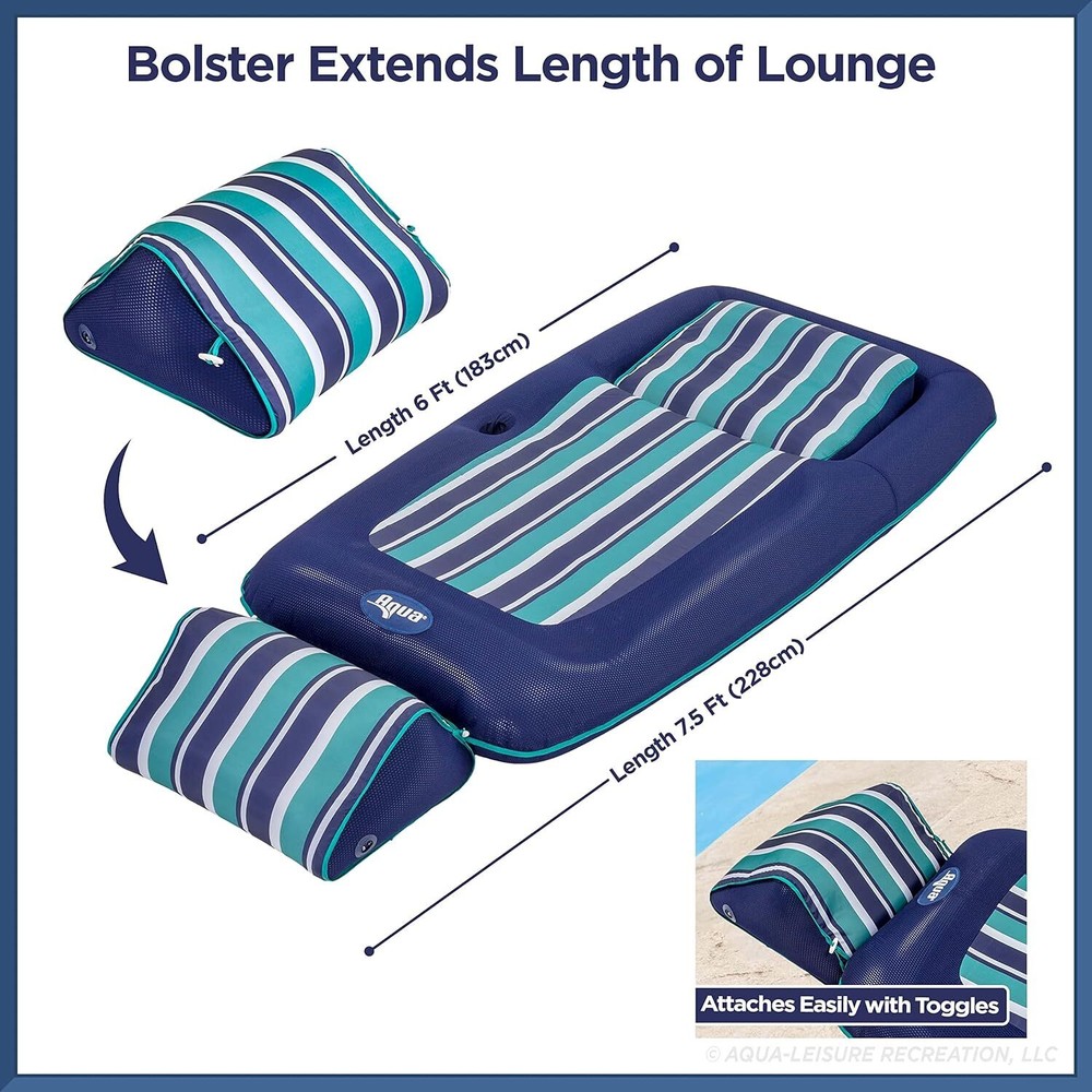 Navy Green Oversized Lounge Float With Cup Holder And Cushioned Backrest