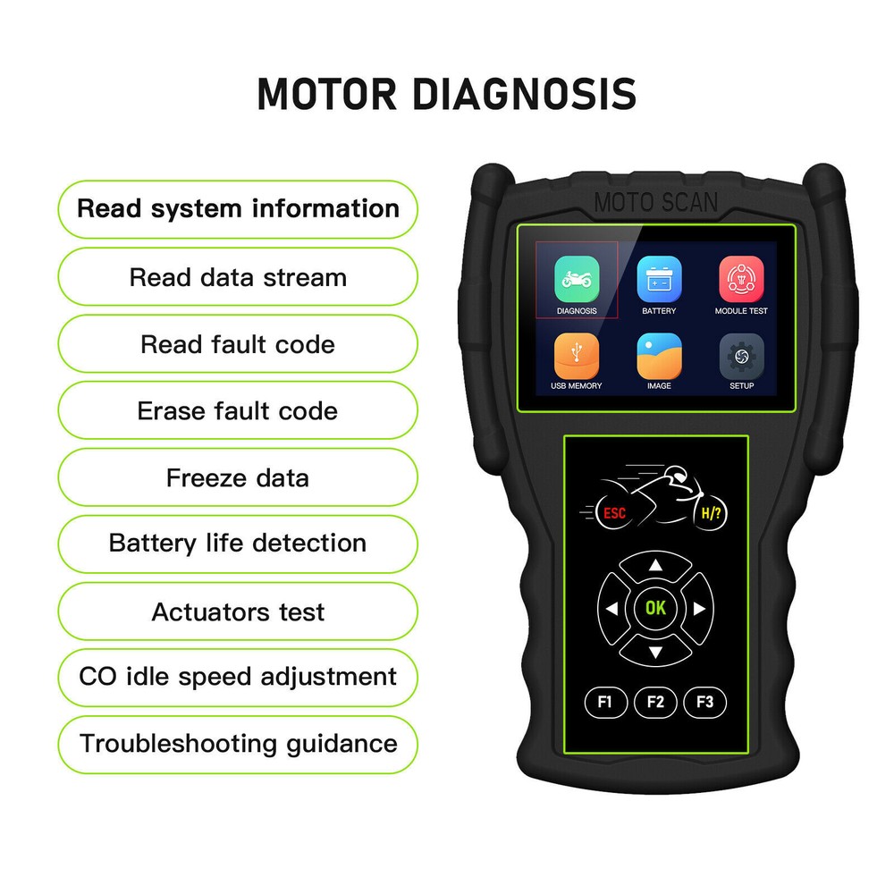 JDiag M100 Motorcycle Detector Scanner Code Reader Diagnosis Tool Battery Tester