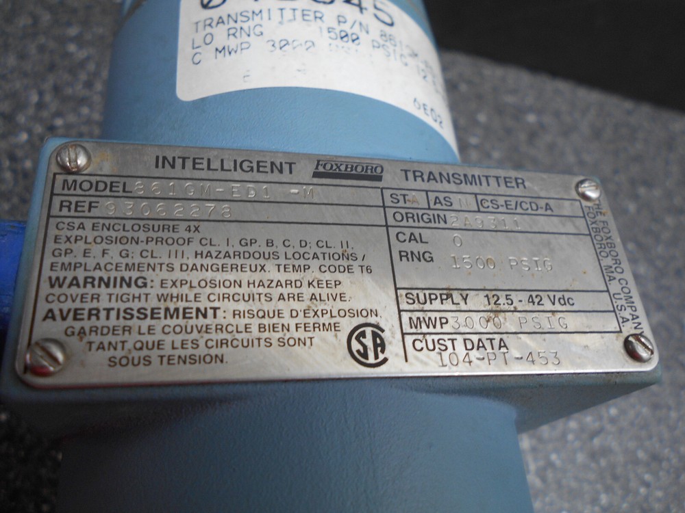 FOXBORO 861GM-ED1-M INTELLIGENT ELECTRONIC PRESSURE TRANSMITTER