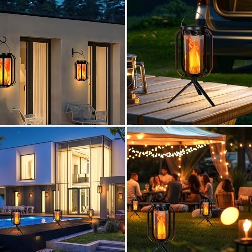 Solar Lantern Outdoor Lights, 2 Pack Waterproof Solar Powered Lanterns with