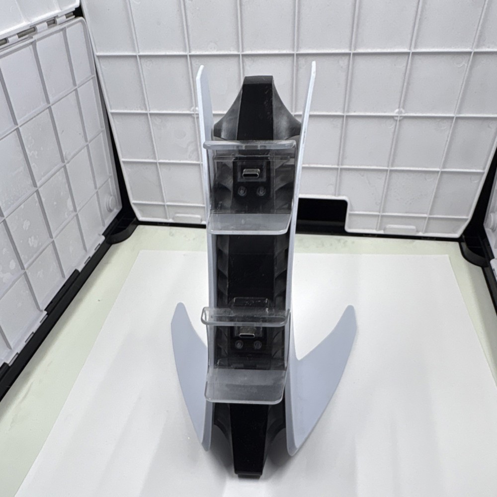 PlayStation 5 Console Controller Charging Dock Stand Gray Black Clear Plastic