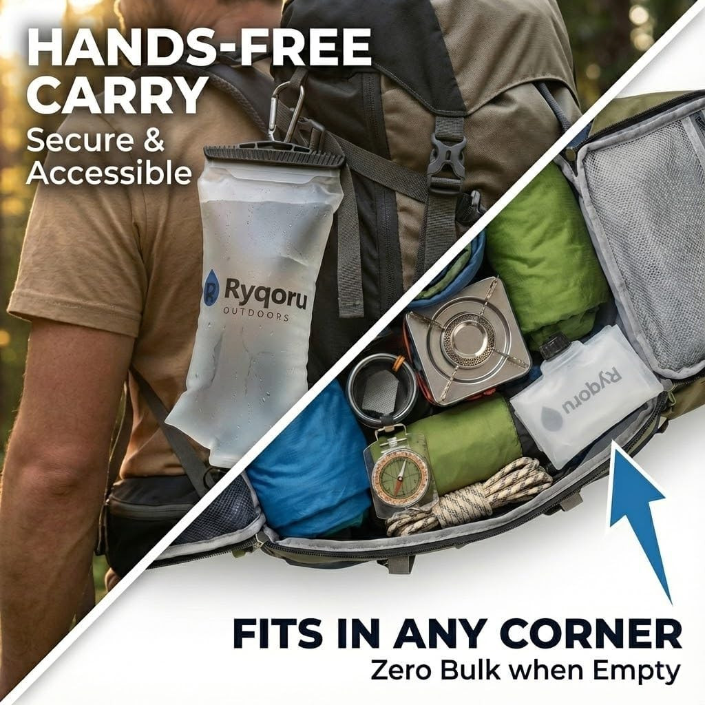 2L Collapsible Water Bag, 28Mm Thread TPU Hydration Canteen Compatible with Sawy