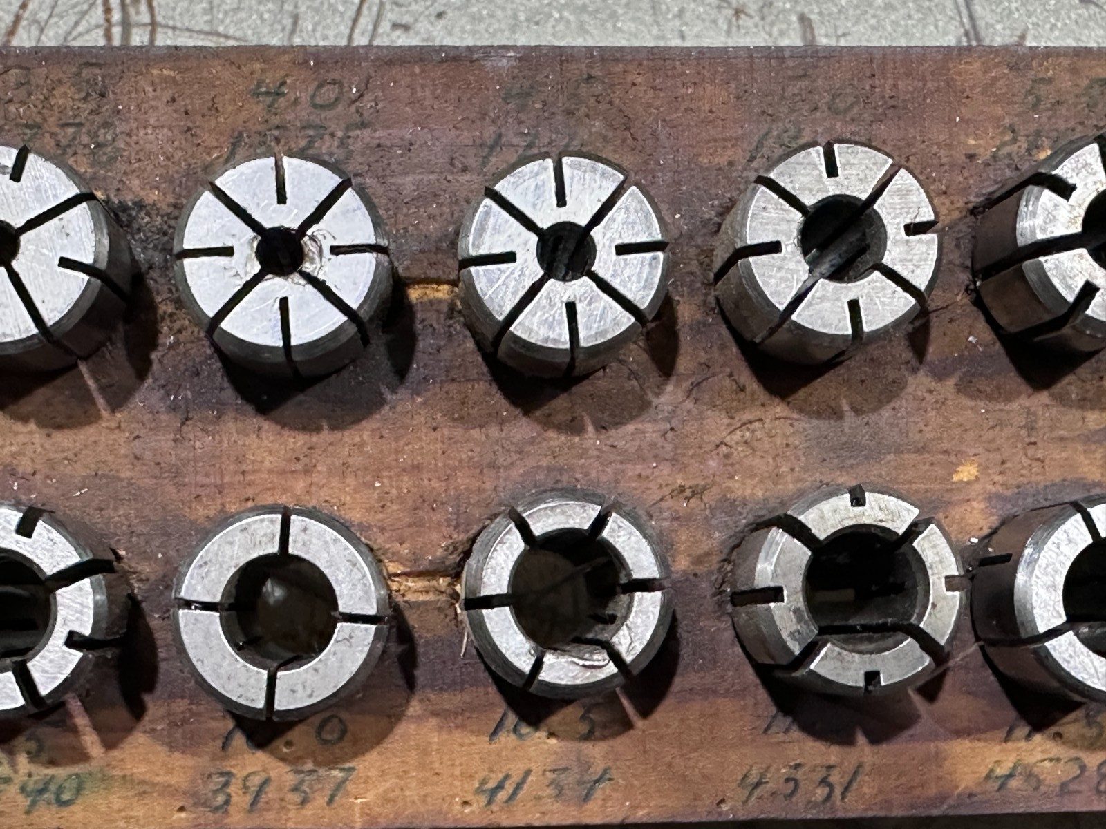 200DA Metric Collets - Set of 24, Mostly Kennametal Brand, 2.5mm - 14mm