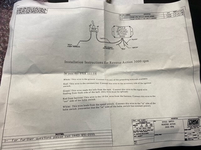 CORSA REVERSE ACTION SPEED SWITCH