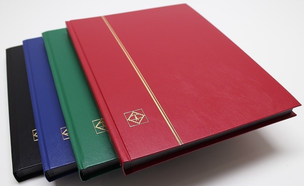 BLUE 32 Page Lighthouse Stamp Stock Book with Black Pages, 9 Strips per Page