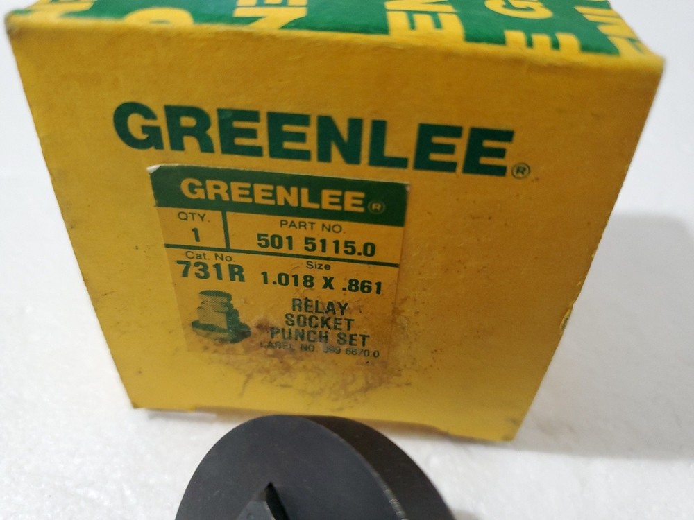 GREENLEE 731R RECTANGULAR RELAY SOCKET PUNCH 1.018 x .861" USA