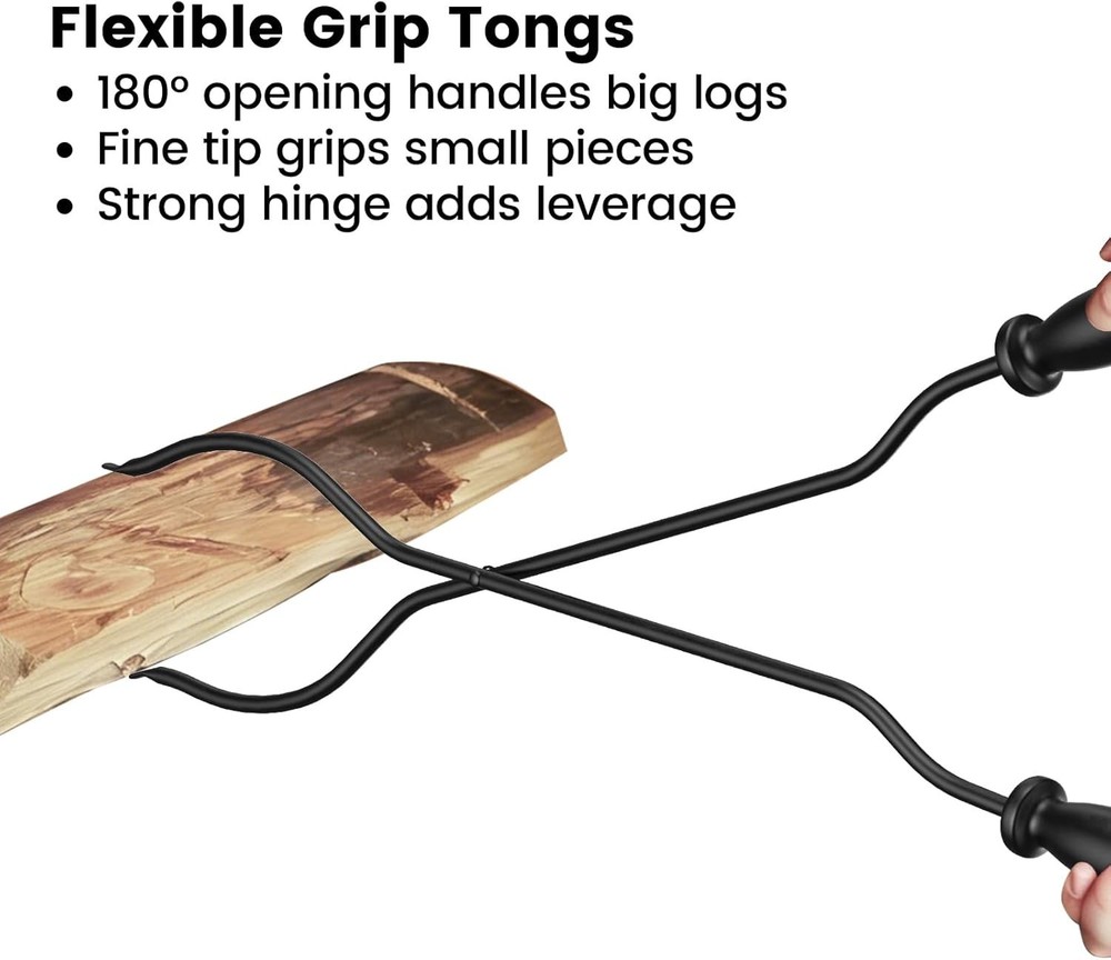 5PC Fireplace Tools Set - Fireplace Accessories Tool Set with Stand - 32" Wro...