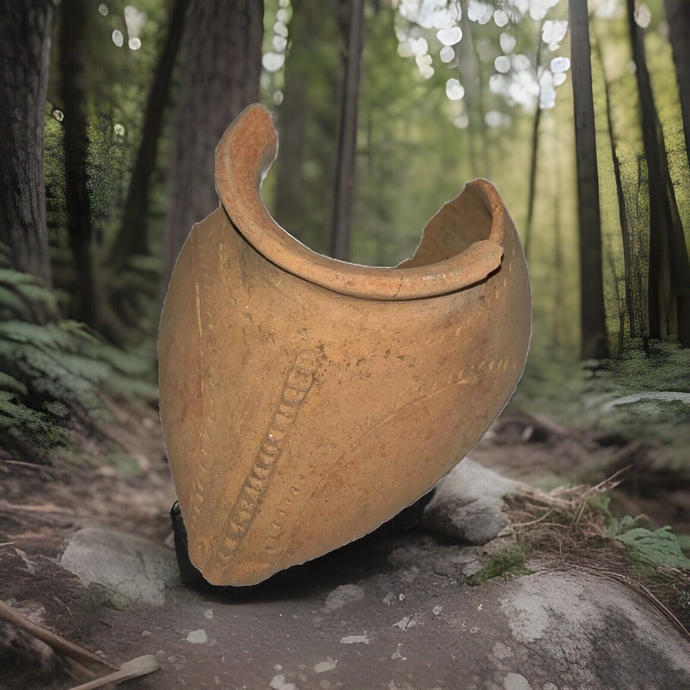 Broken Handmade Ceramic Mayan Shoe Vase 10”