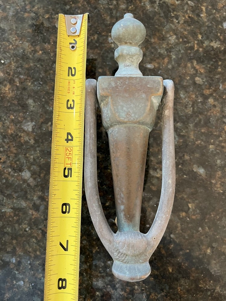 Antique Vintage Solid Brass Shell Door Knocker Original Mounting Bolts