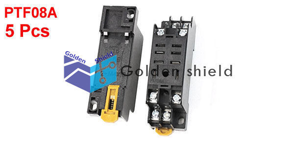5 PCS PTF08A Replaceable 8 Terminals DIN Rail Relay Socket Base Holder