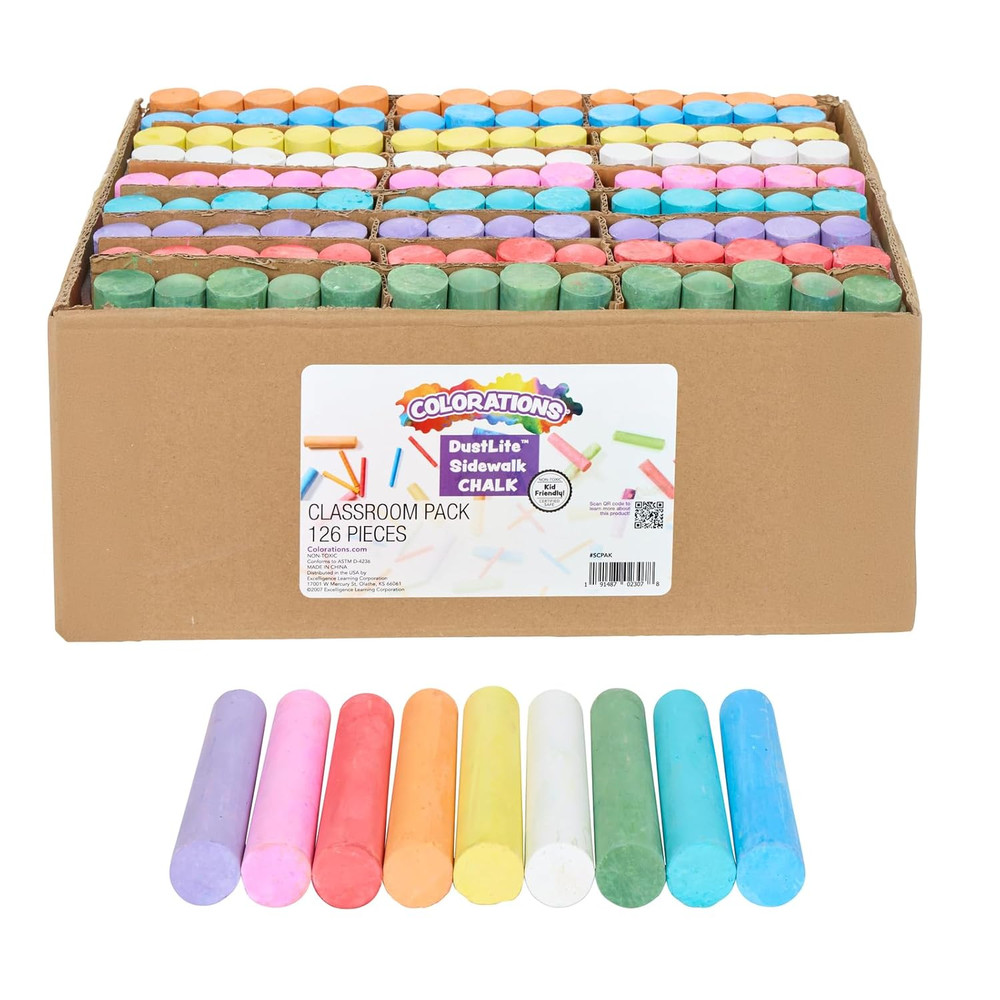 Sidewalk Chalk Classroom Pack, Assorted Set, Outdoor Play, Screen-Free, Creativi