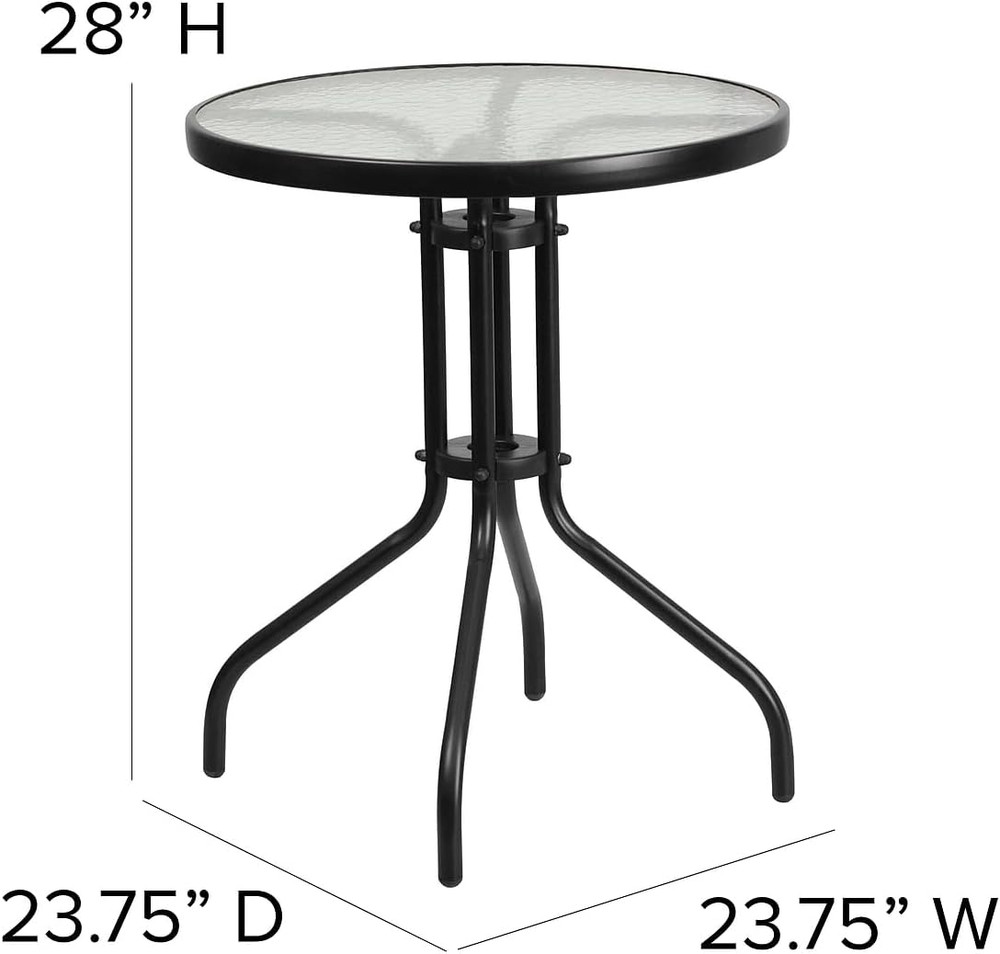 Brazos 3-Piece Outdoor Dining Set with Glass Table & 2 Stackable Chairs