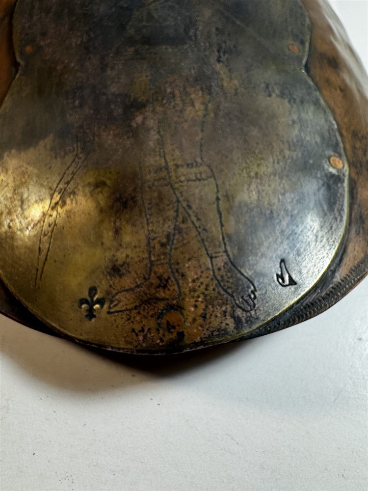 Hand Hammered Copper Gorget Plaque Native Warrior Engraved Studio Metalwork