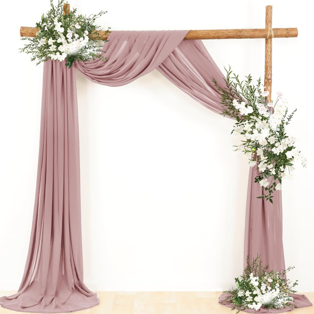 1 Panel Dusty Rose Wedding Arch Drapery 6 Yards Long and 30'' Wide Sheer Chif...