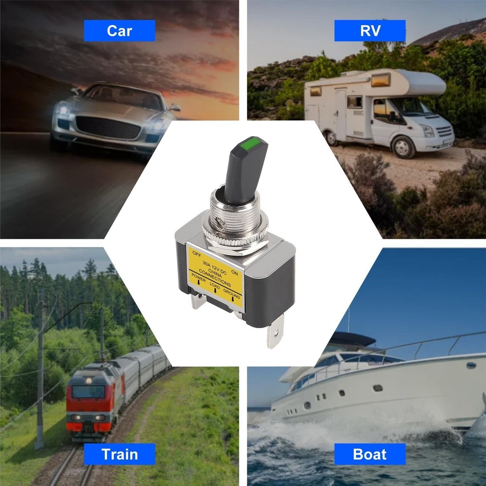 4pcs Green LED Toggle Switch 30 Amp 12 Volt Toggle Switch Spst on Off 2 Position