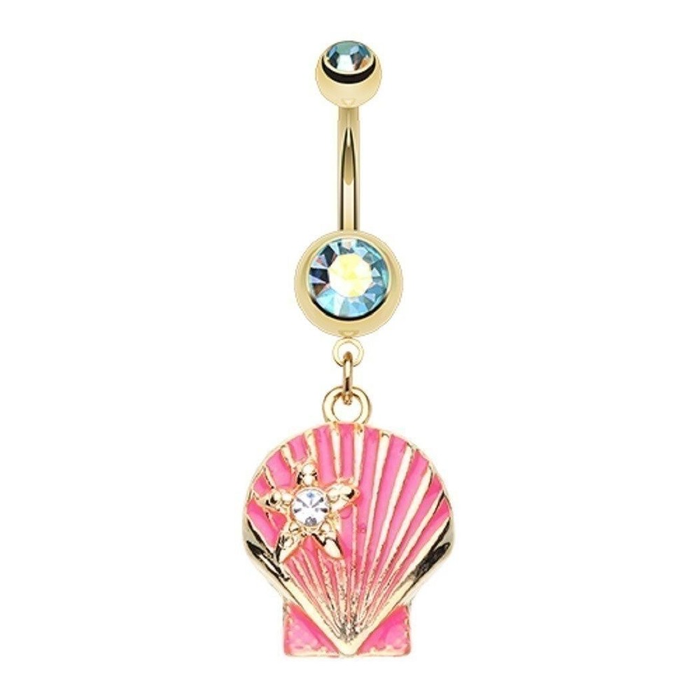 Belly Button Ring Navel Under The Sea Shell  Seashell Belly Button Ring Starfish