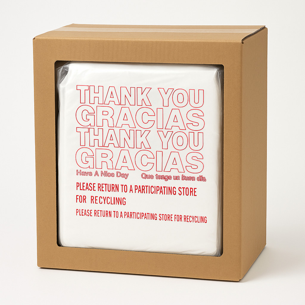 “Thank You Grocery Bags 1/6 BBL 21x6.5x11.5 – 50 to 1000 Plastic T‑Shirt Bags”