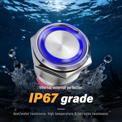 15Amp momentary Push Button Switch，(0.63") 12V-24V Push Button Switch 16mm Red