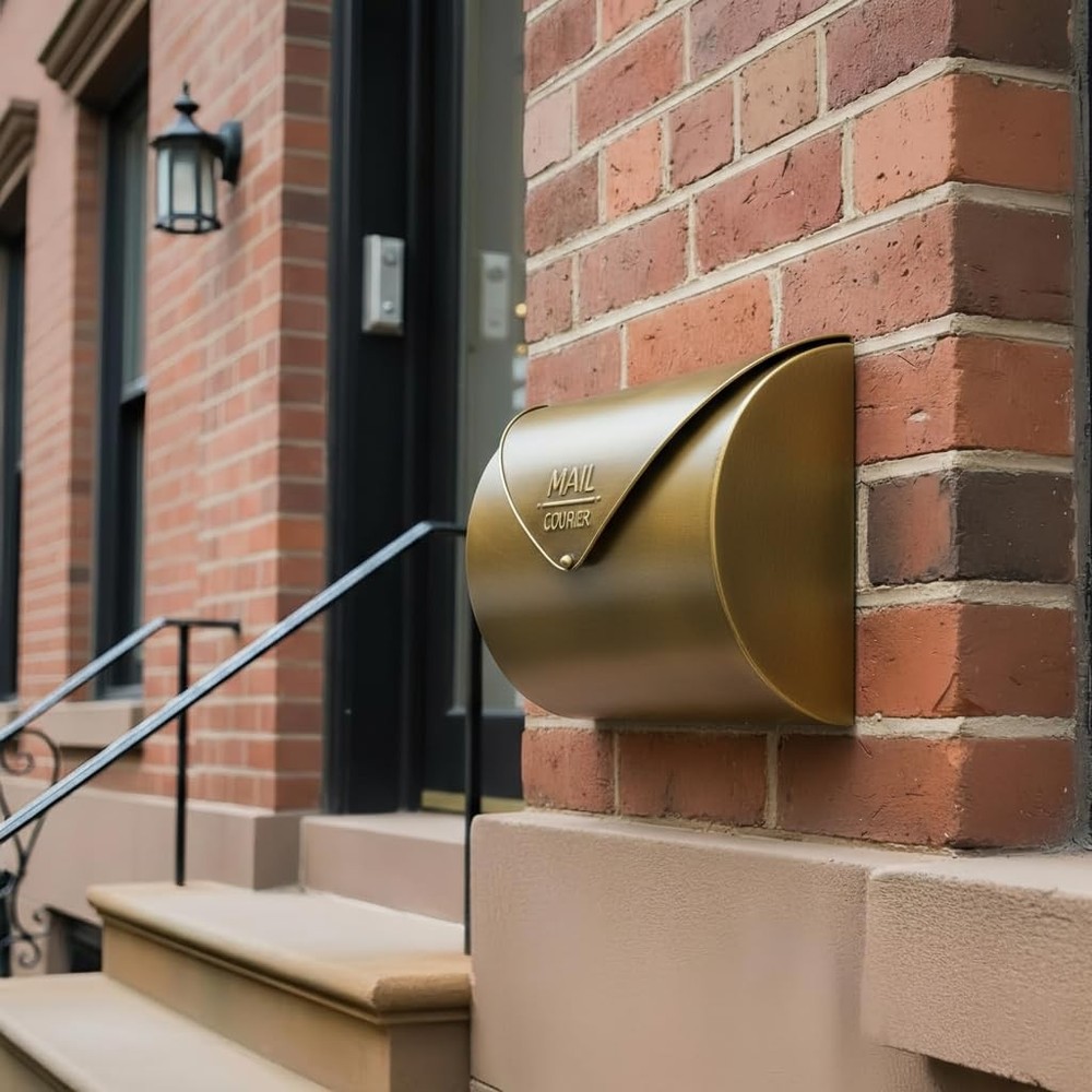 Wall Mount Mailbox for Outside,Waterproof Metal Mailboxes with Rust-Proof Gold