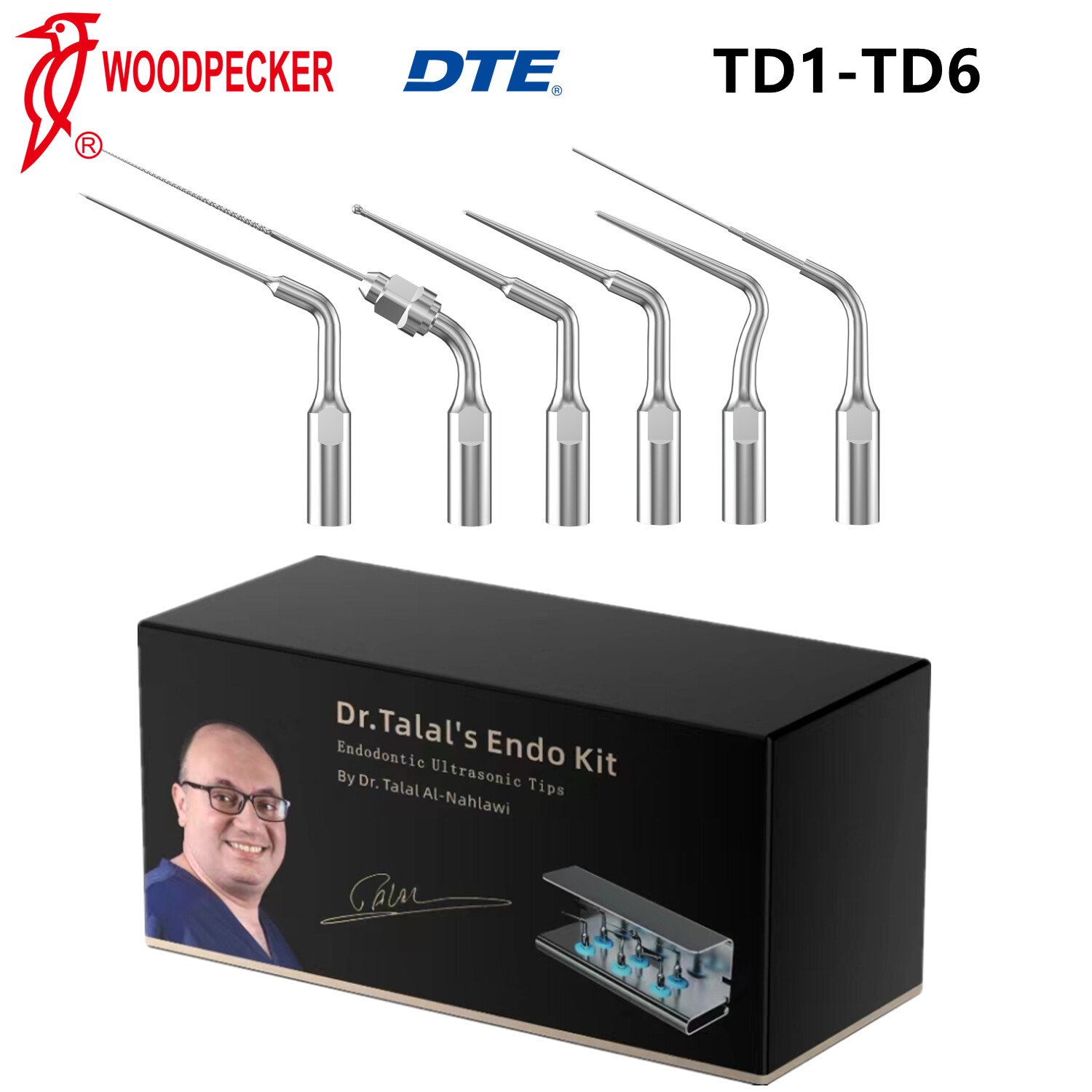 Woodpecker Dr Talal's Endo Kit Endodontic Ultrasonic Scaler Tips Kit Set TD1-TD6