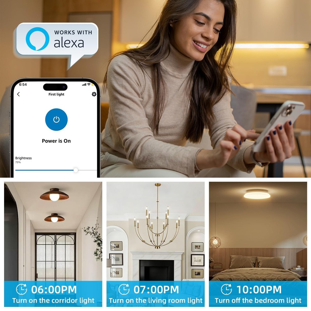 Wireless Dimmer Switch, 2 Remote Light and 1 Receiver kit, Work with Alexa Vo...