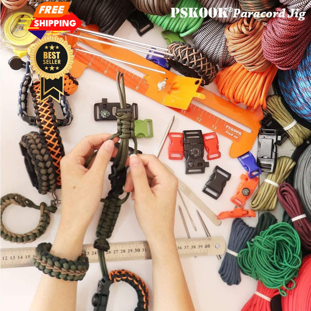 PSKOOK Paracord Bracelet Jig Kit, Adjustable (4" to 14"), Army Green