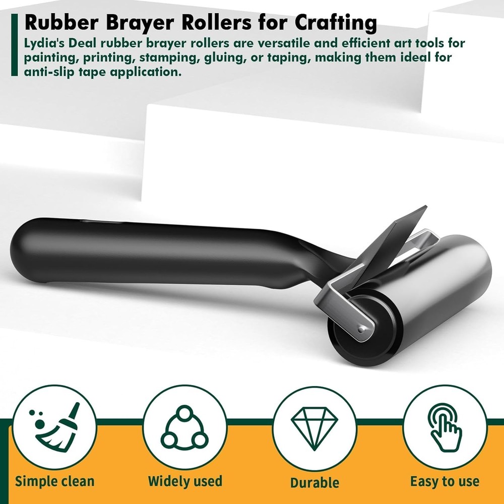 4 Inch Rubber Roller Brayer Rollers for Crafting, Hard Rubber Rollers for Pri...