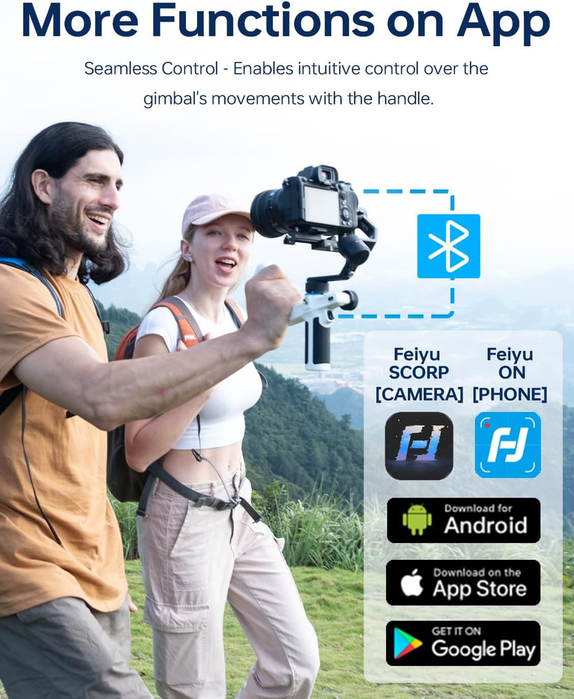 SCORP Mini 2 (White) Gimbal Stabilizer for Camera & Smartphone, 3-Axis Handheld