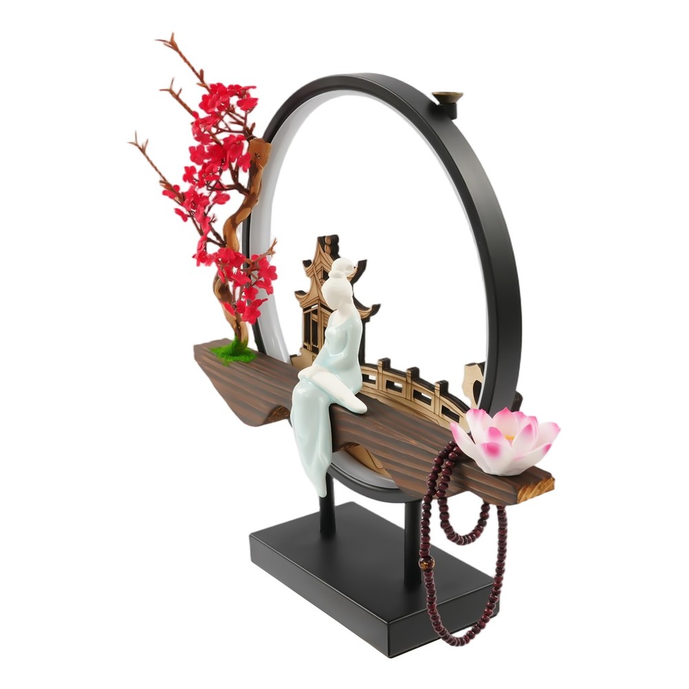 Backflow Incense Holder with LED Light, Ceramic Backflow Incense Burner