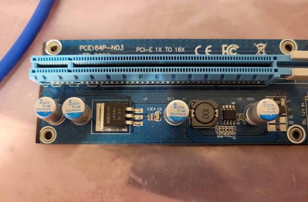 GPU Riser PCE164P-N03 VER006C PCI-E 1X TO 16X Express Extender Adapter & Access.