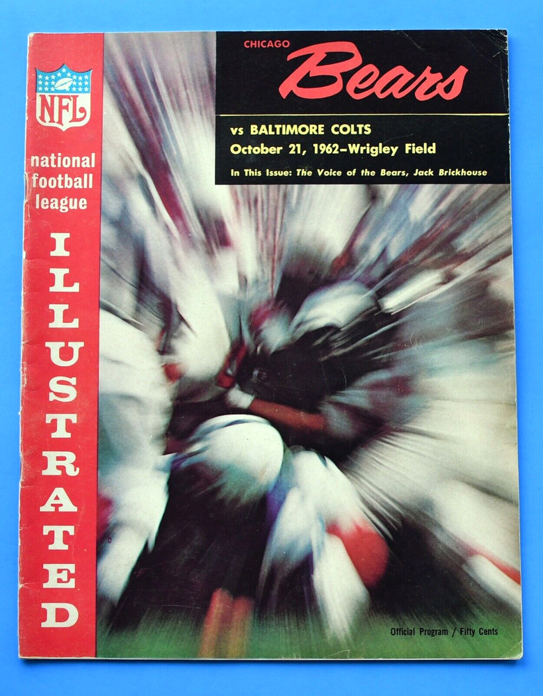 1962 Chicago Bears Program. Mike Ditka. Jonny Unitas Baltimore Colts. NFL.