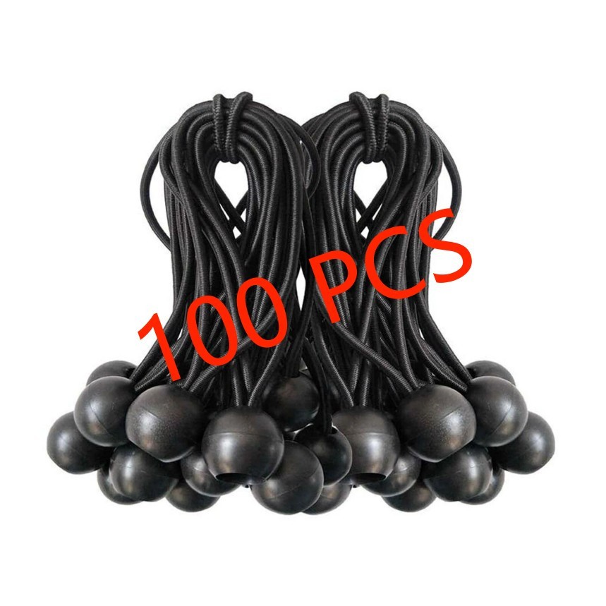 6" Ball Bungee Bungie Cord 100Pcs Black Heavy Duty Canopy Tarp Tie Downs * \