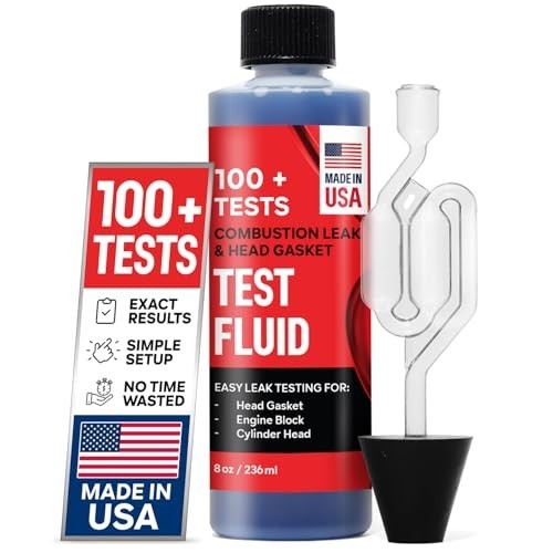 Engine Combustion Leak & Head Gasket Test Kit - 100+ Tests, 8oz Fluid, Quick Lea