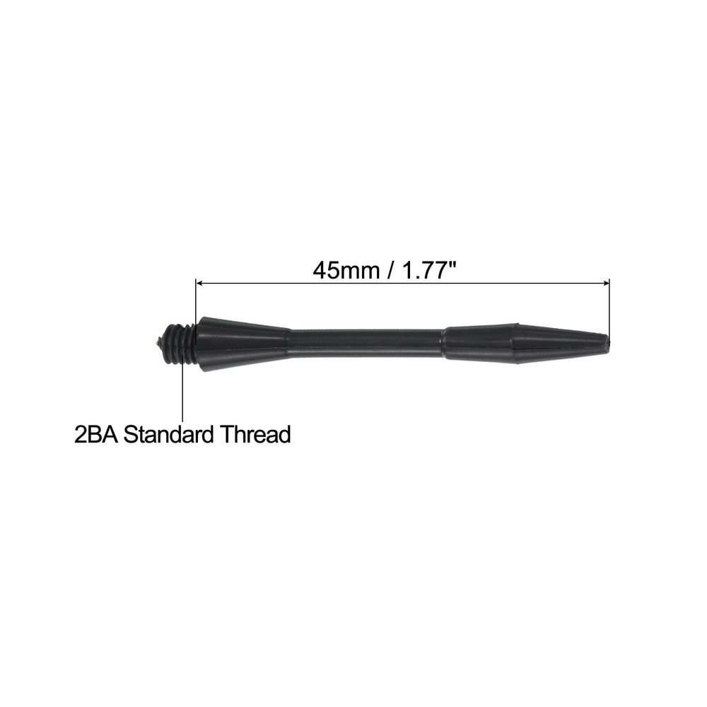 45mm Dart Shafts, Medium 2BA Plastic Dart Stems - 9 Pack (Black)