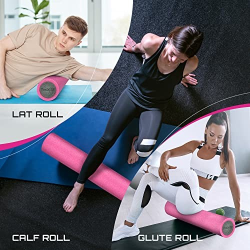 High-Density EPP Round Back Roller Pink/Grey Single - Two-Layer Foam Roller
