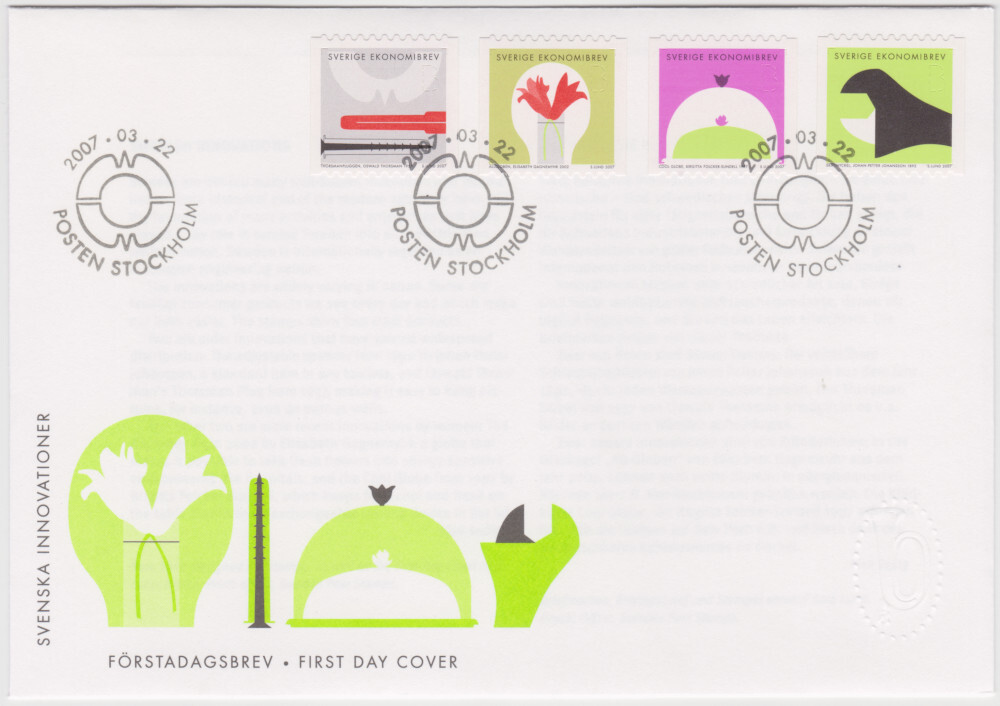 Sweden FDC 2007, Swedish Innovations, Mint