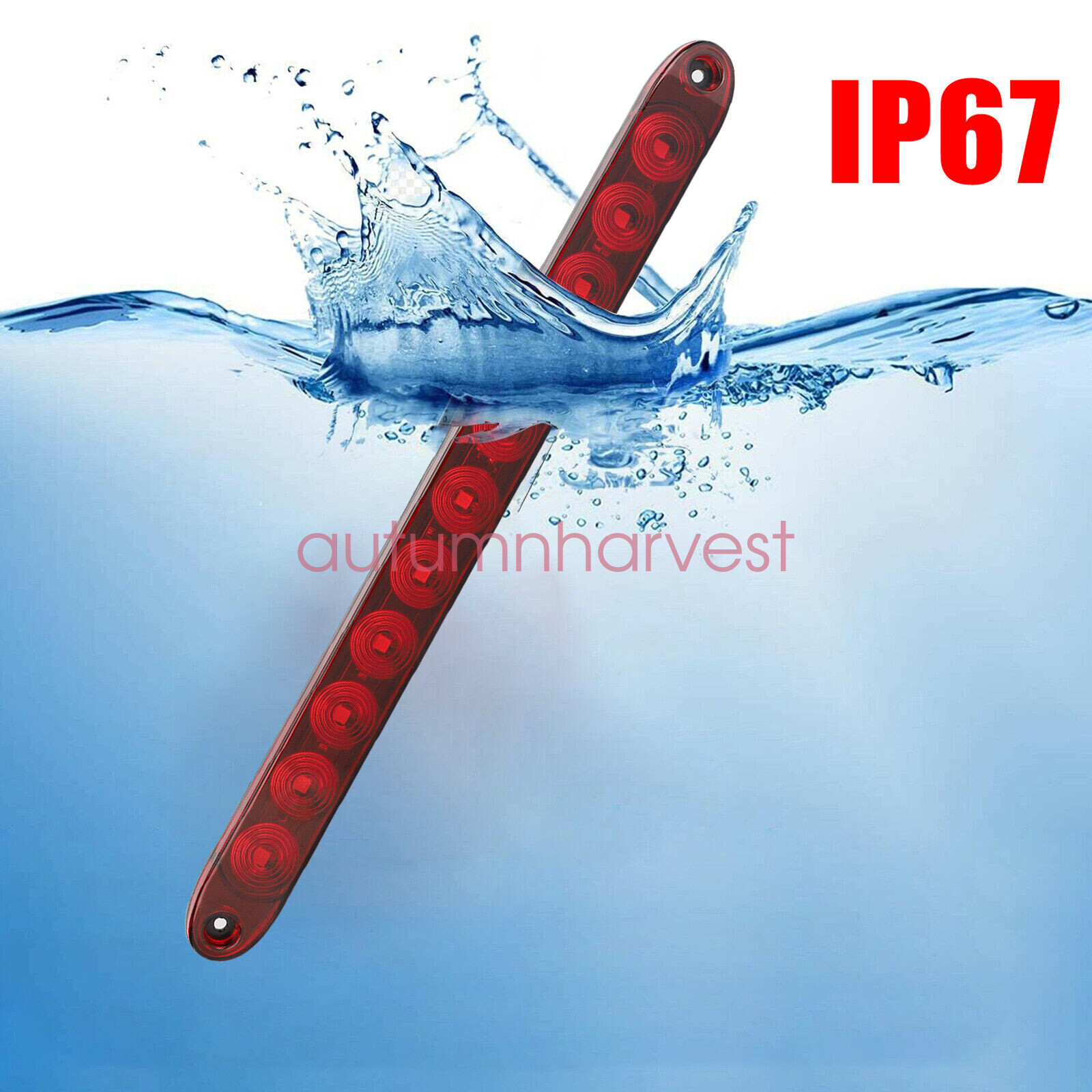 2PCS 15inch 11 LED Red Trailer Light Bar Waterproof Turn Signal Light Tail