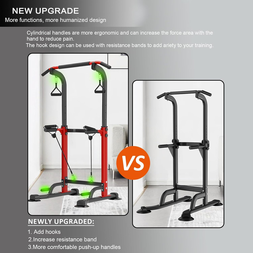 Power Tower Pull up Bar,Pull-Up Rack Dip Station,Height Adjustable Multi-Functio