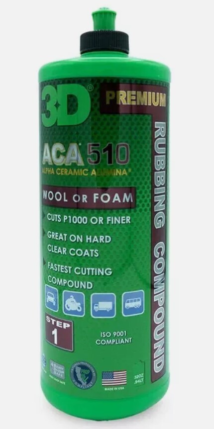 3D ACA 510 Premium Rubbing Compound Quart Step 1