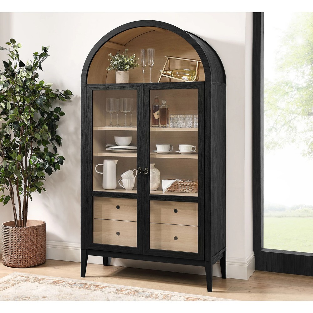 Nolan 74" Tall Arched Storage Display Cabinet