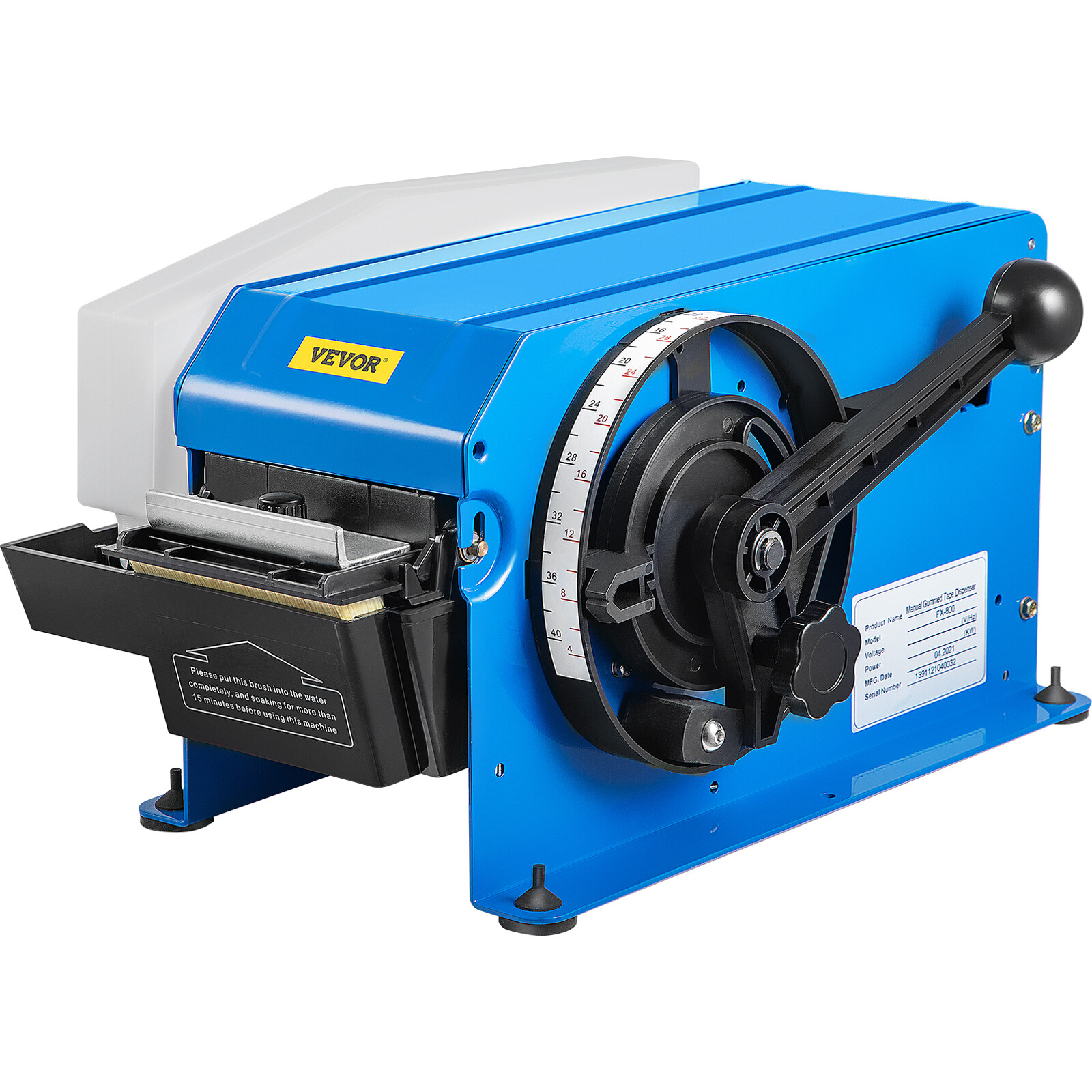 VEVOR Semi-Automatic Water Activated Tape Dispenser Gum FX-800 Carbon Steel