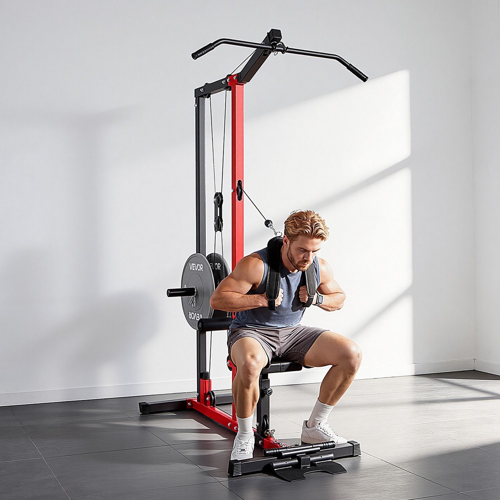 VEVOR LAT Pull Down Machine 3-in-1 LAT Machine with 3-Level Adjustable Seat
