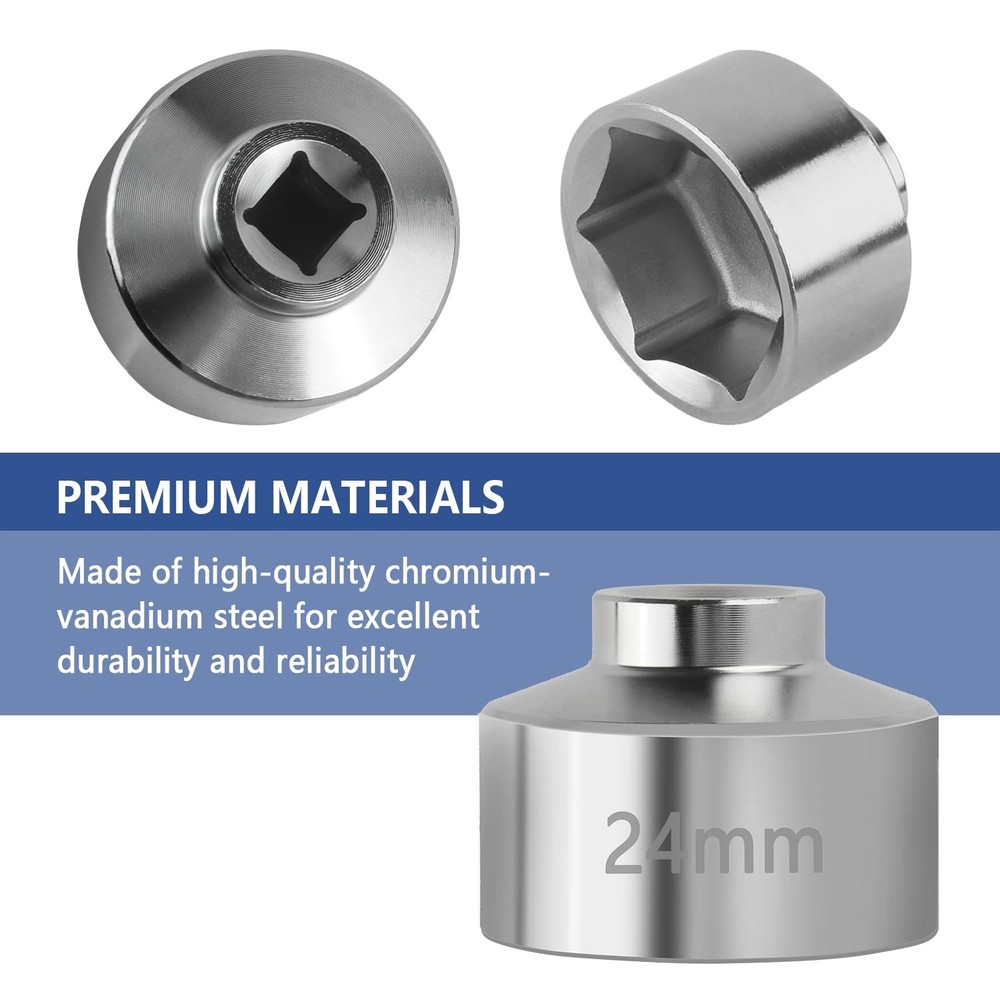 24mm 6-Point Oil Filter Socket Tool for 3/8" Drive