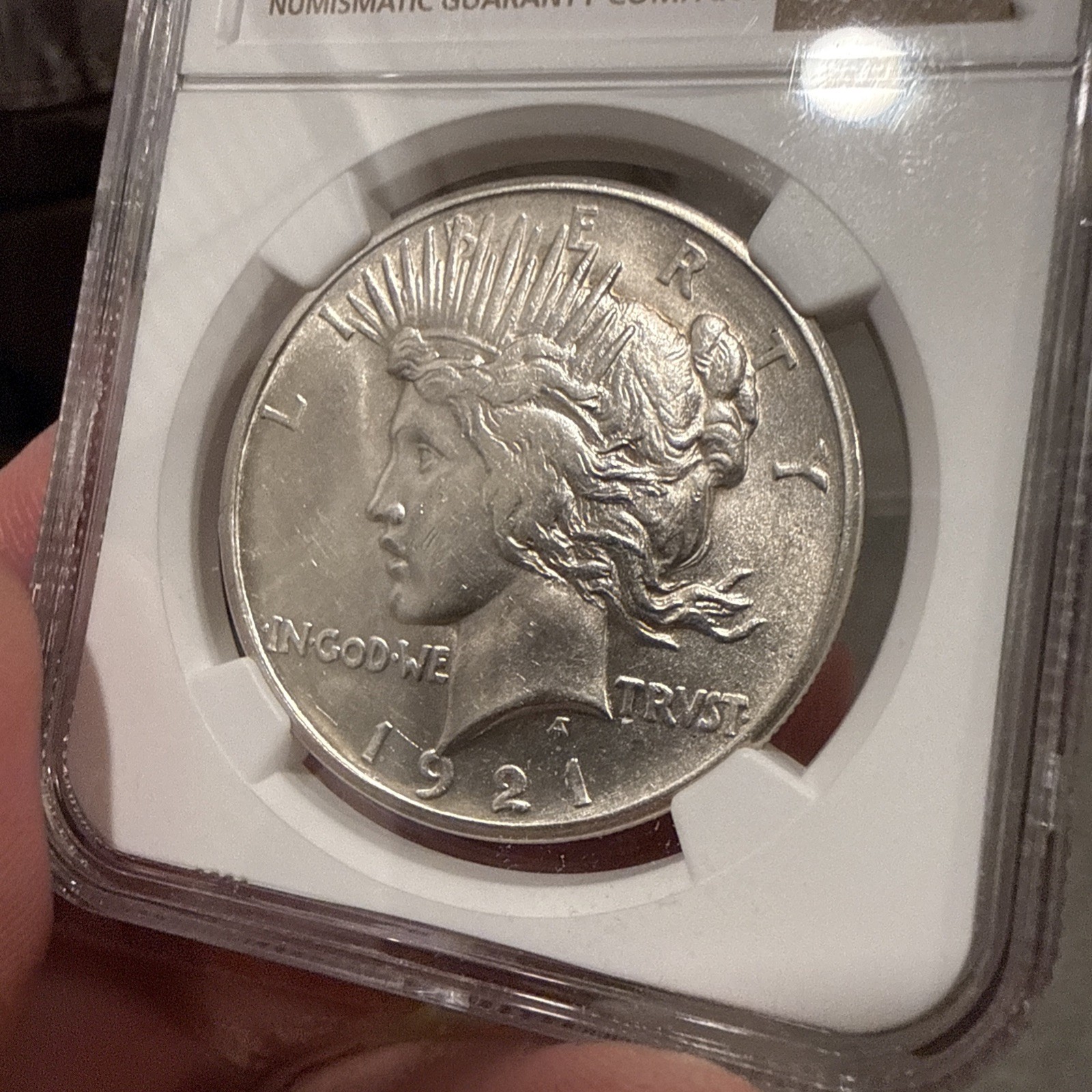 1921 PEACE DOLLAR HIGH RELIEF NGC MS 62 BRIGHT WHITE
