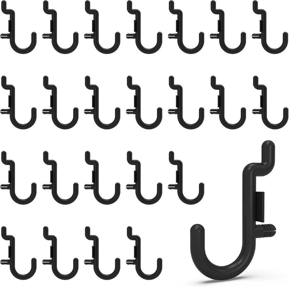 Pegboard Plastic Hooks, Designed for 1/4" Metal Pegboard Panel, Black, 100PC