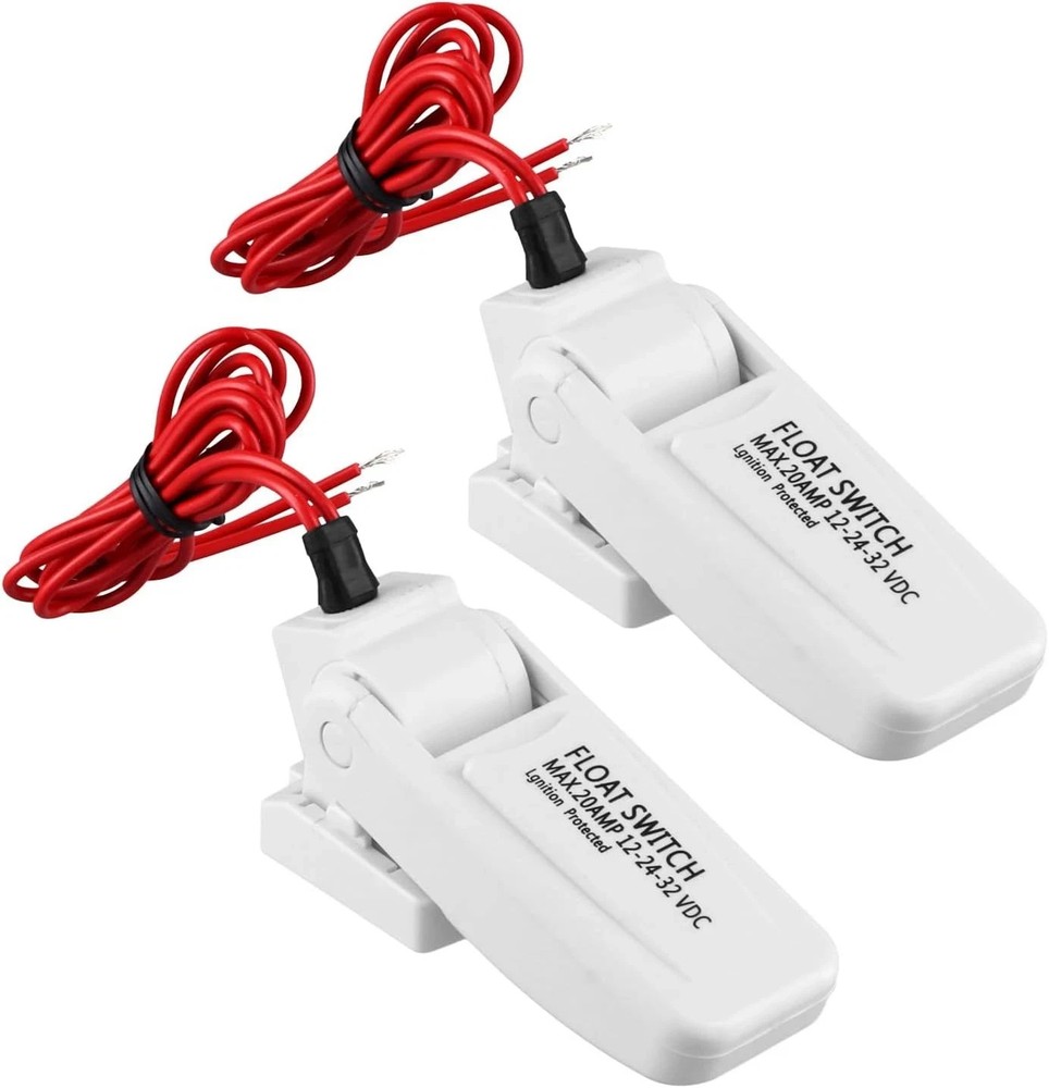 QWORK 2 Pack Heavy-Duty Automatic Boat Bilge Pump Float Switch | Moisture...