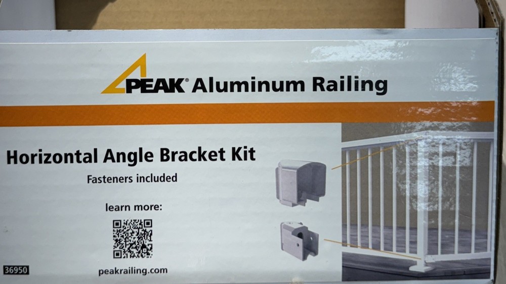 Peak 36950 White Aluminum Deck Railing Horizontal Angle Bracket Kit