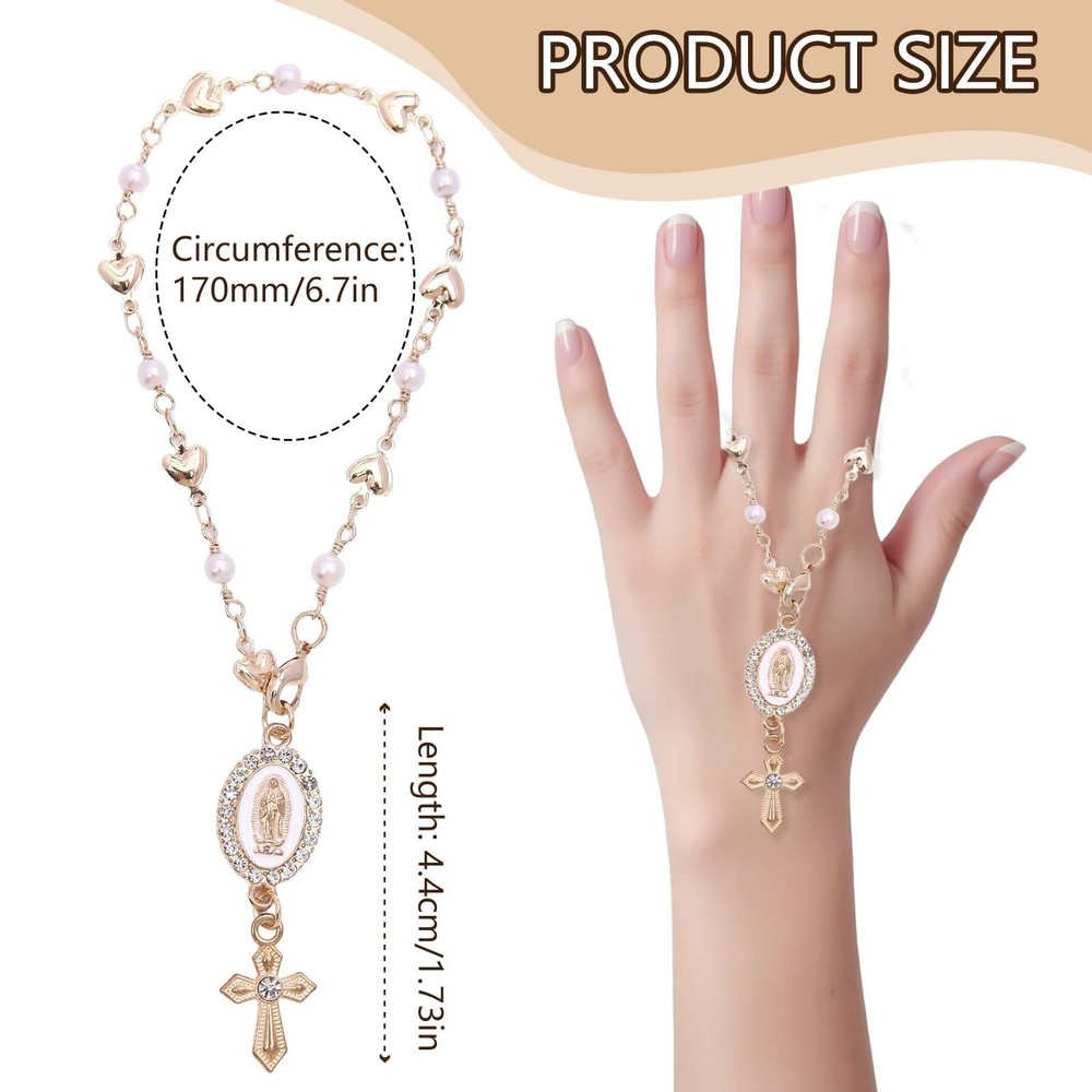 Steering Wheel Rosary Charm, Accessory with Small, White